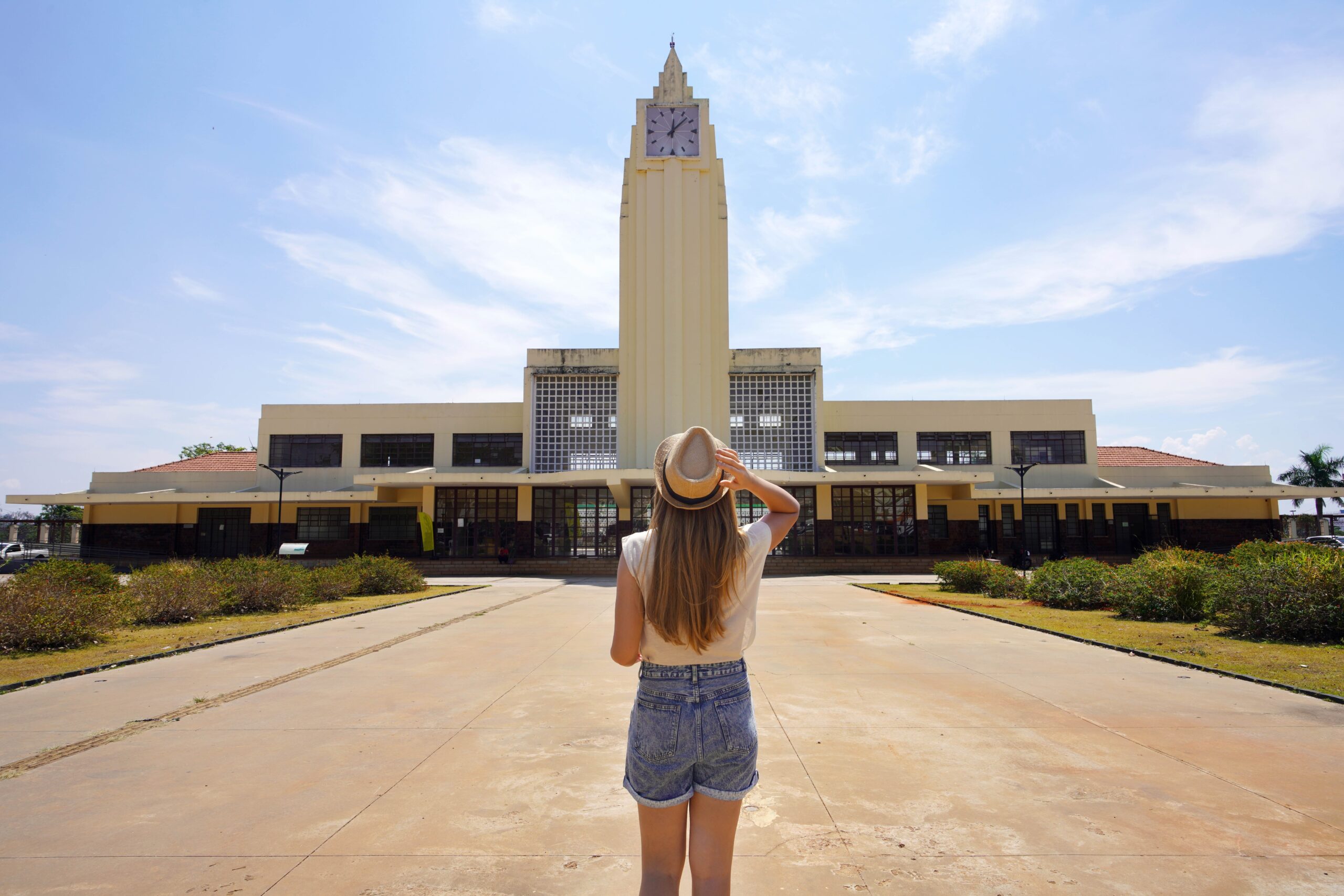 Tourism,In,Goiania,,Brazil.,Back,View,Of,Young,Tourist,Woman